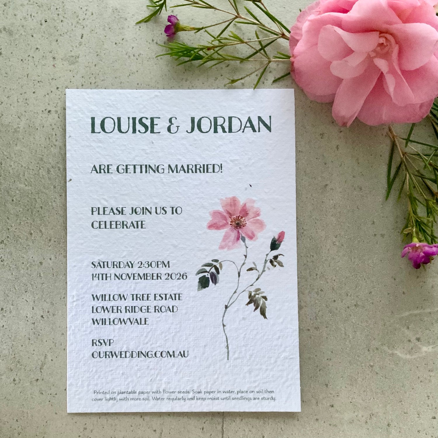 Invitation: Pink Flower