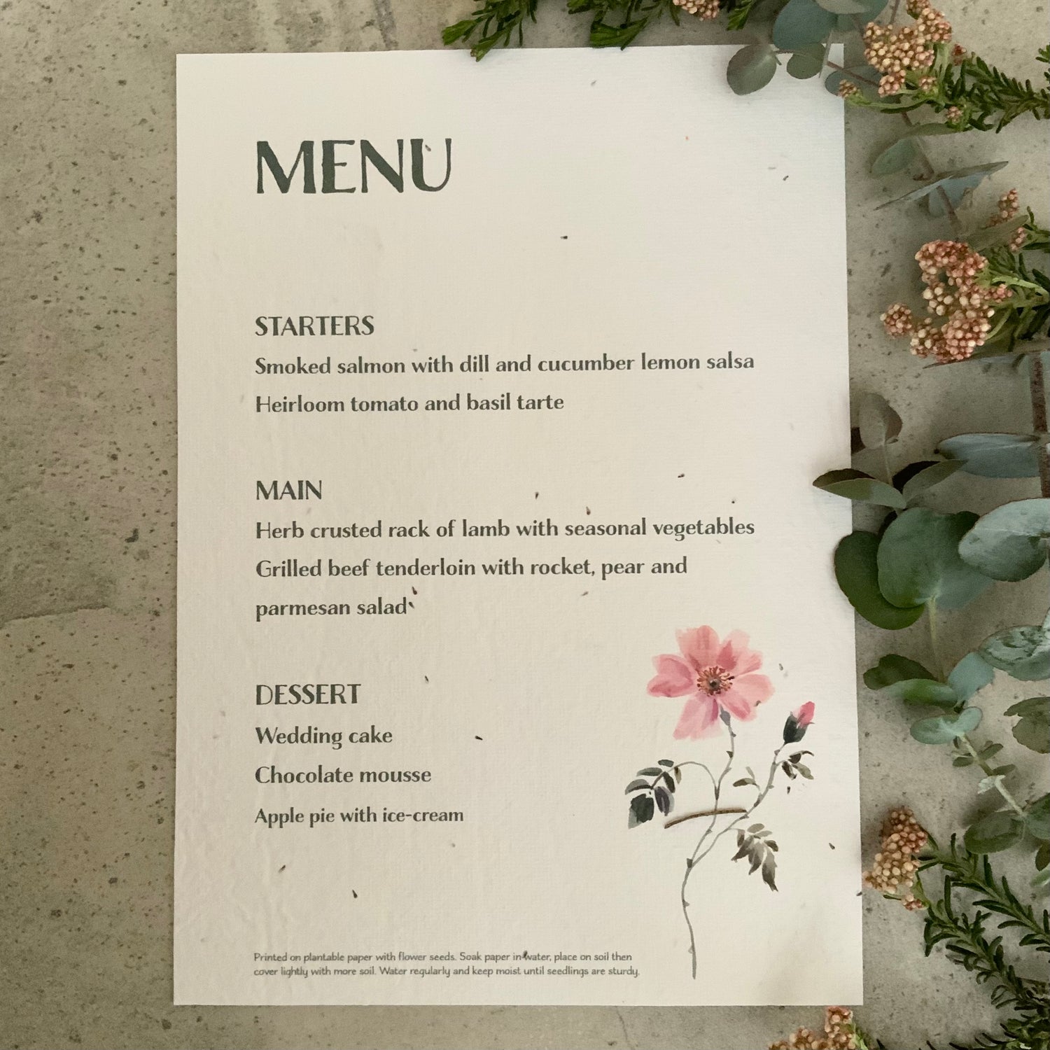 Menu: Pink Flower
