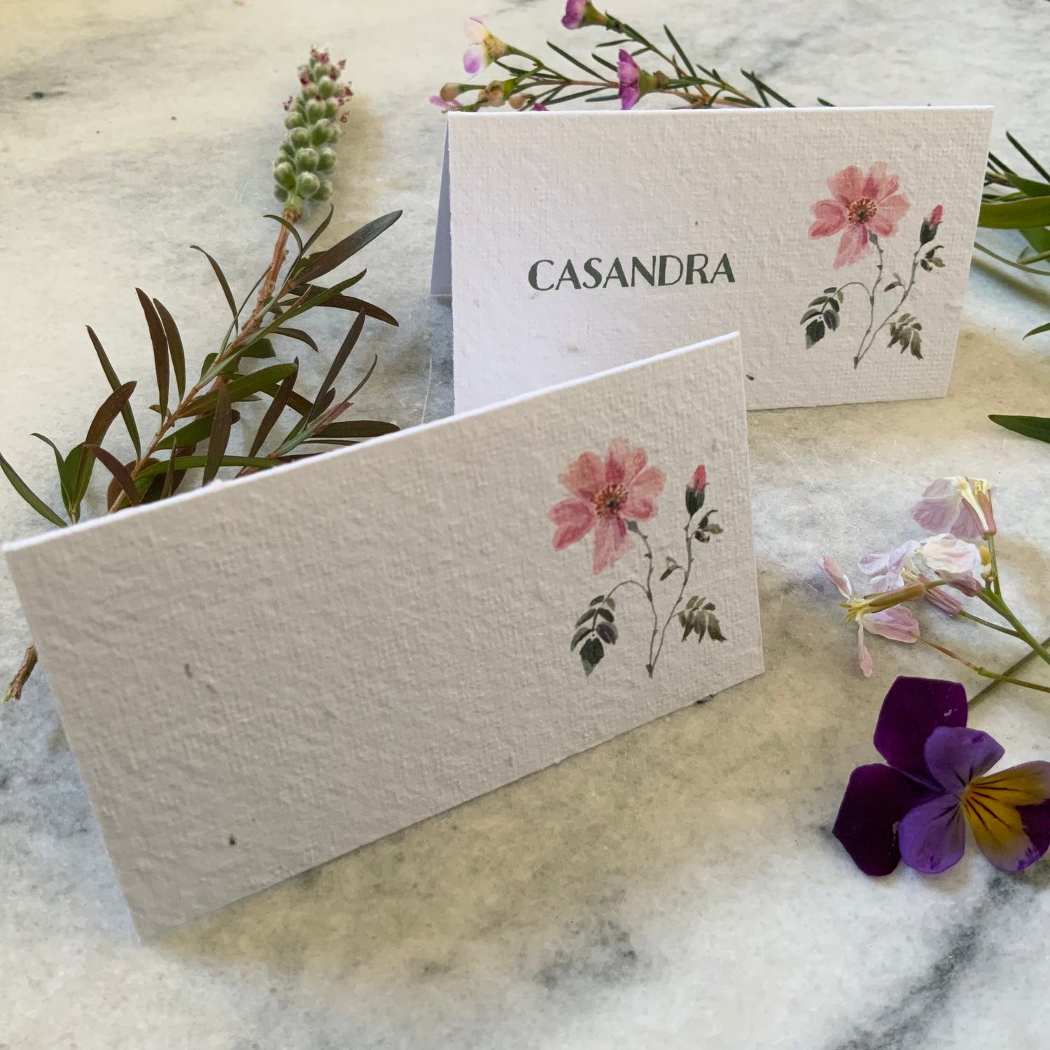 Place Card: Pink Flower