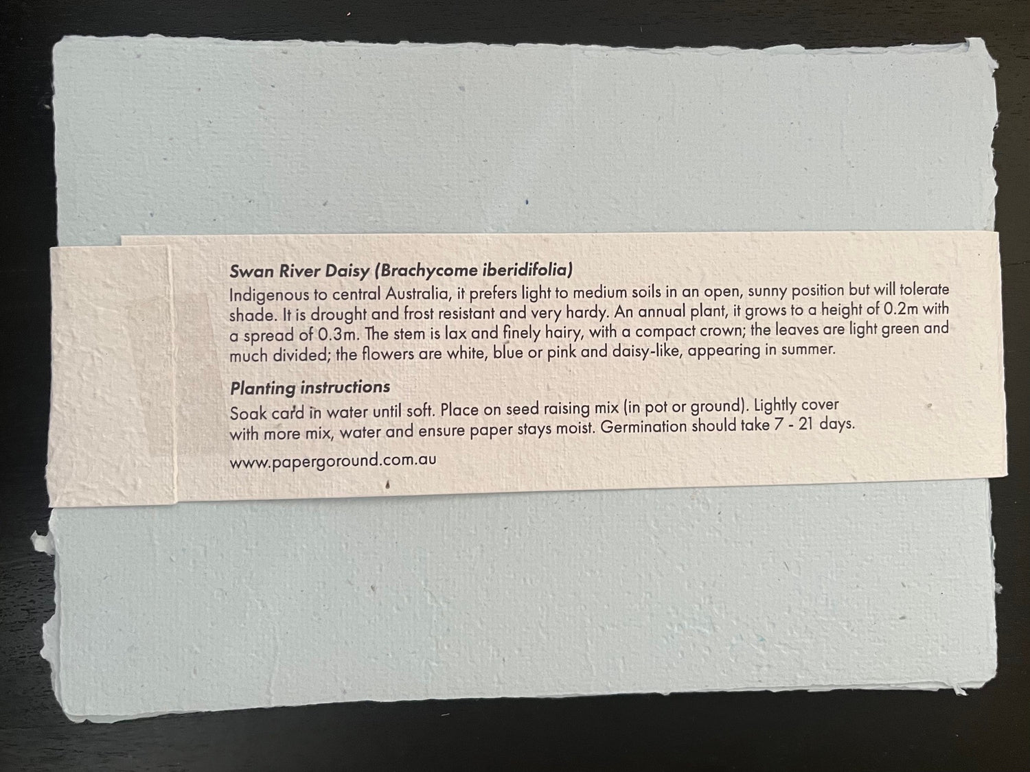 A5 Deckled Edge Hand made BLUE Seed Paper 10 Pack